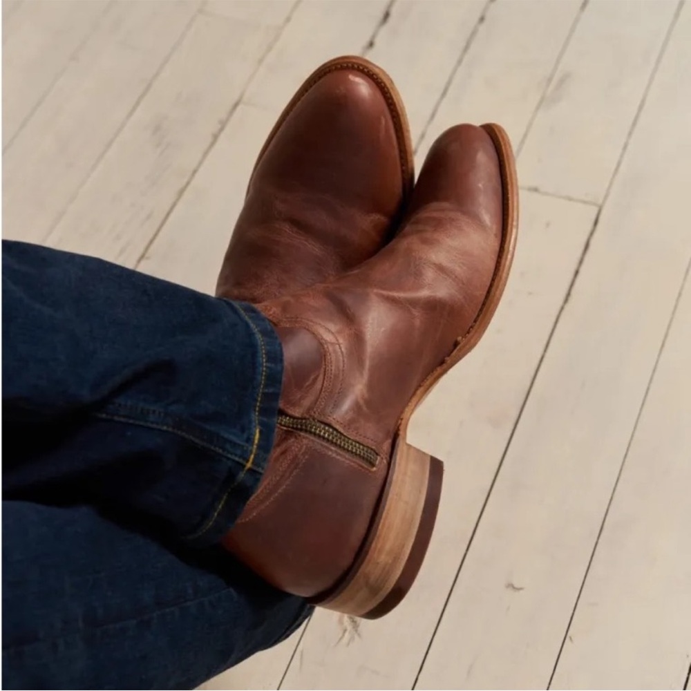 Tecovas Men's The Dean Scotch Brown Goat Leather Side-Zip Western Boots 11 EE - Picture 7 of 15